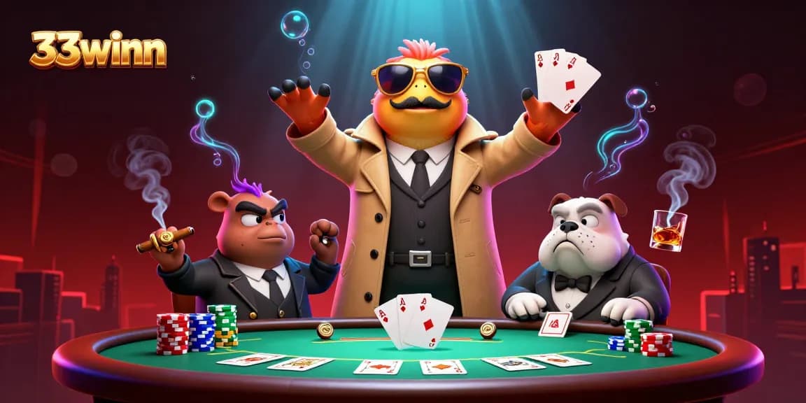 Engage in thrilling poker action at 33winn while raptors attempt to enter a VIP lounge.