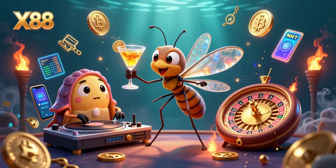 Experience thrilling gaming at X88 with vibrant characters and dynamic casino elements.