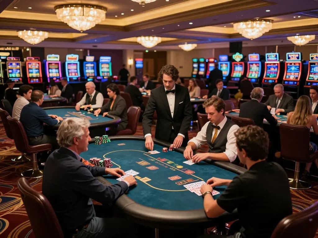 Experience exciting gameplay at 888b's vibrant casino floor with players engaged in dynamic poker tables