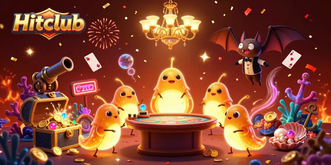 Experience the vibrant gaming ambiance at Hitclub with glowworms lighting the casino scene.