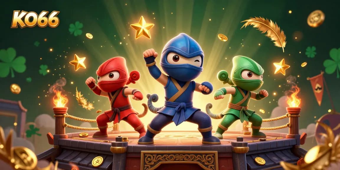 KO66 casino chameleons showcasing martial arts amidst vibrant gambling elements.