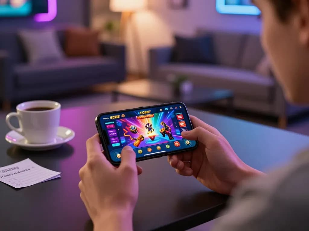 Engaging with the SC88 casino app on a smartphone, highlighting responsible gaming practices.