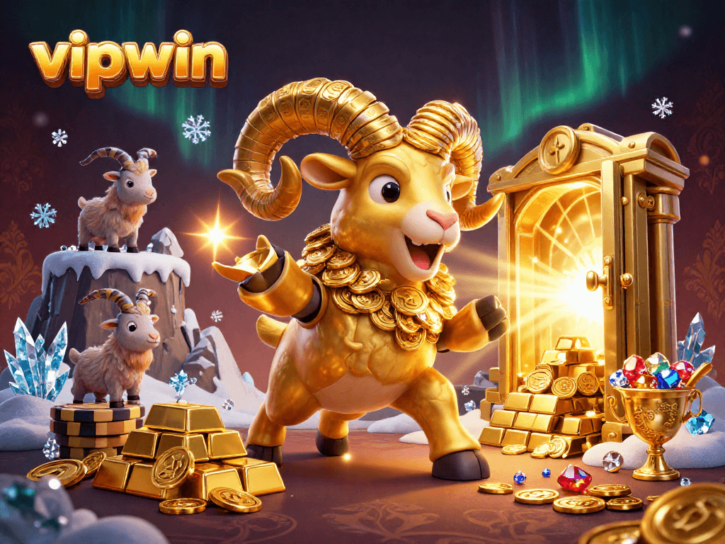 Experience winning strategies at vipwin with a golden ram charging through a treasure vault.