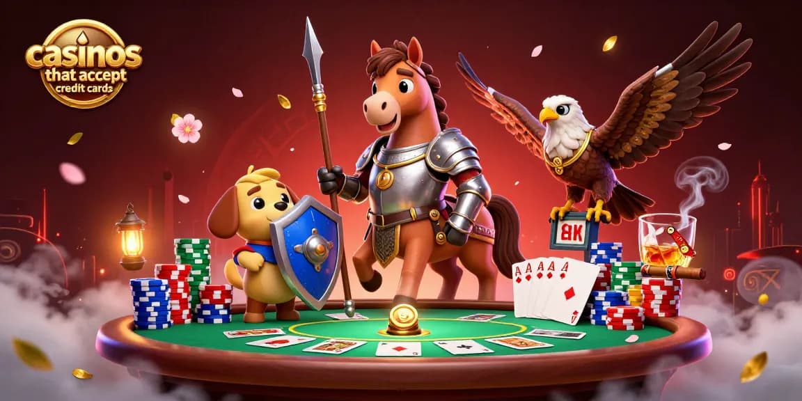 Engaging 3D illustration of characters playing at casinos that accept credit cards with poker elements and vibrant game features.