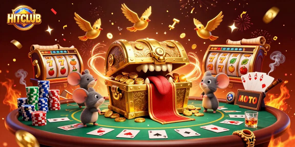 HITCLUB invites players to discover riches in a vibrant casino fantasy scene filled with treasures.