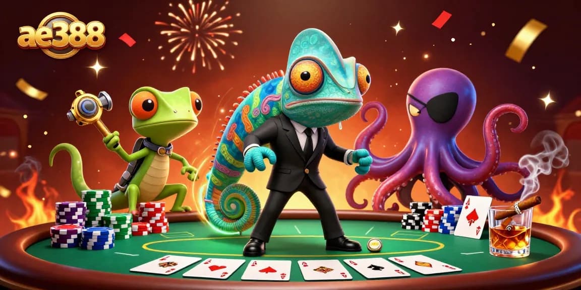 Experience the thrill of ae388 as the chameleon agent strives for poker victory in a vibrant casino