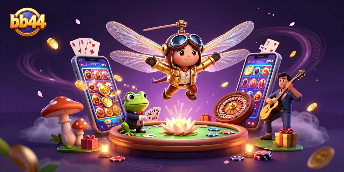 Engage in thrilling gameplay at bb44 with a vibrant casino scene featuring charming characters.