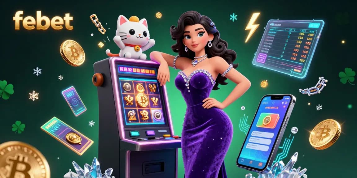 Engage with the febet casino experience featuring a jackpot slot scene with crypto elements.