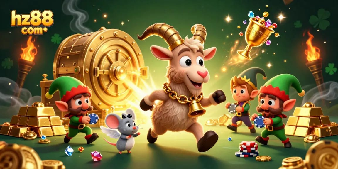 Experience thrilling play at hz88 com with festive Krampus and mischievous gremlins in a dynamic casino scene.