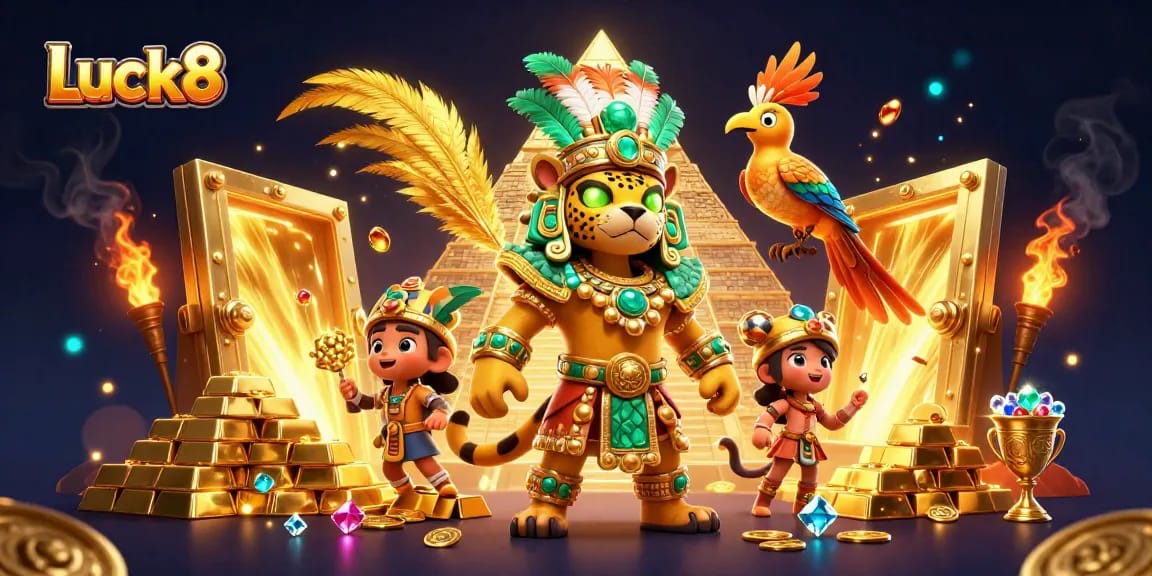 Luck8 players enjoy a vibrant casino experience filled with gold and thrilling game elements.