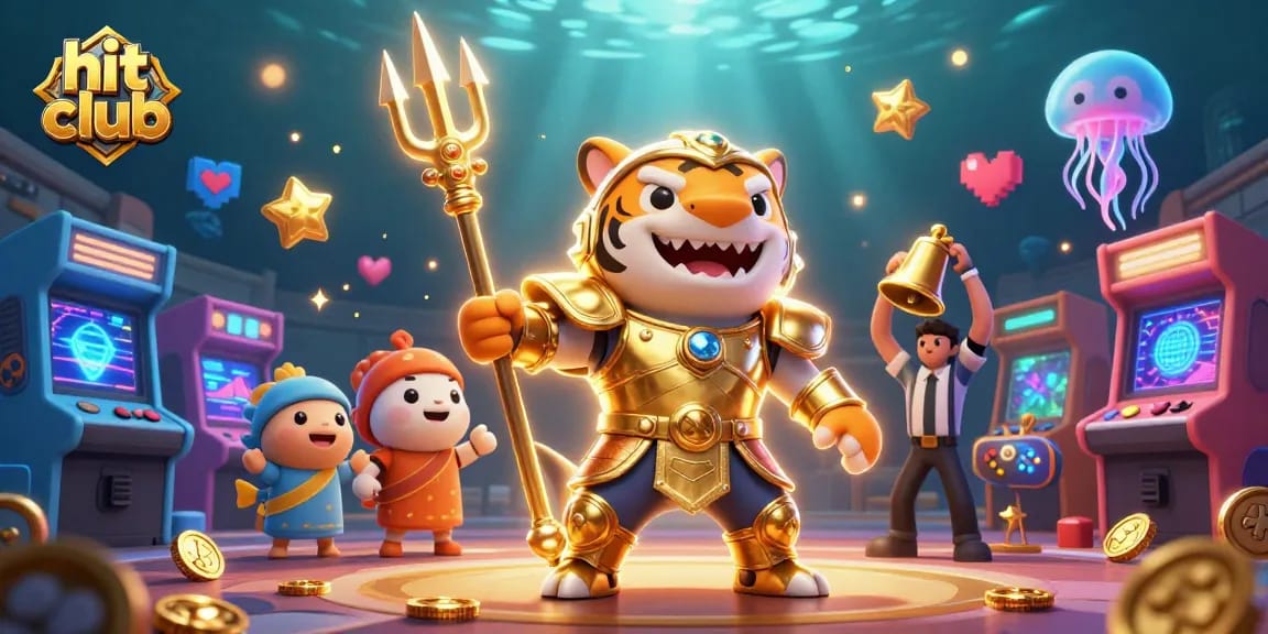 Join the thrilling hit club with a colorful underwater casino scene filled with vibrant arcade elements.