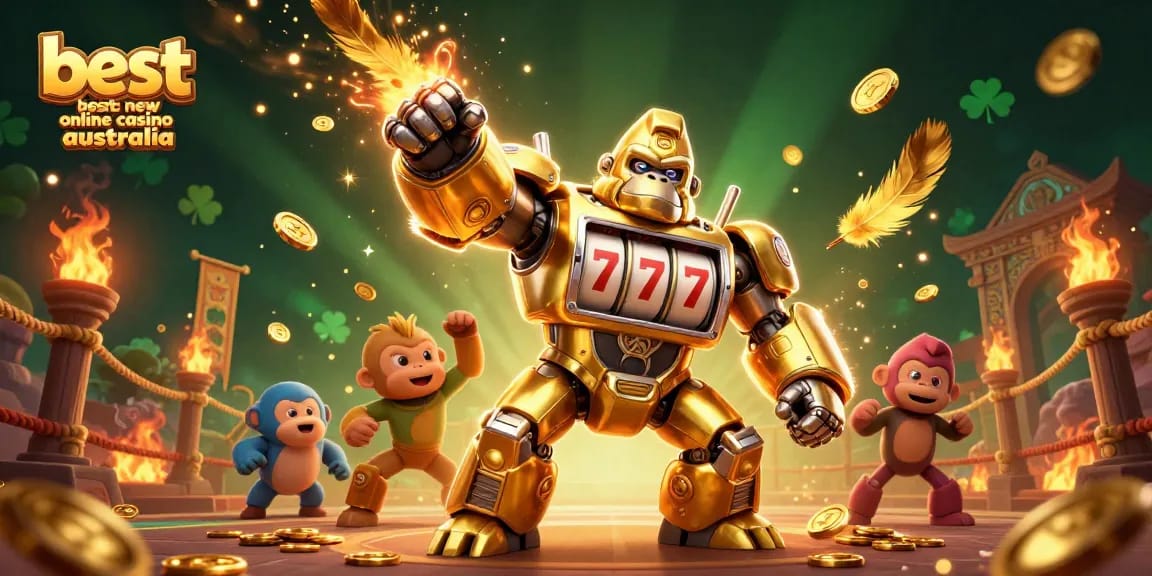 Experience the excitement at the best new online casino Australia with our dynamic golden gorilla mech!