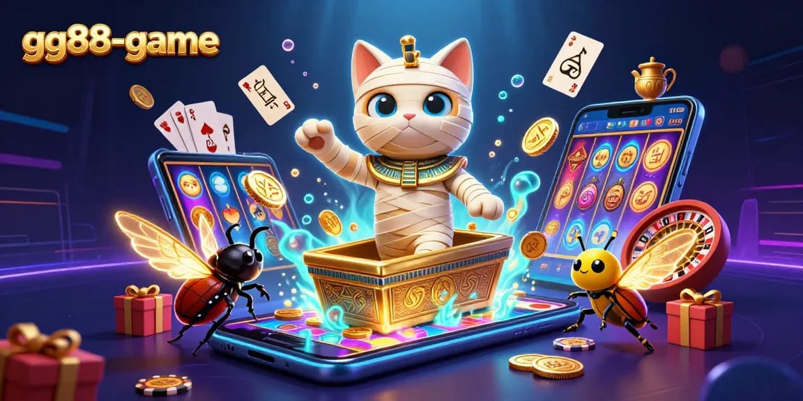 Experience thrilling adventures at gg88-game with a mummy cat, golden coins, and magical slot games!