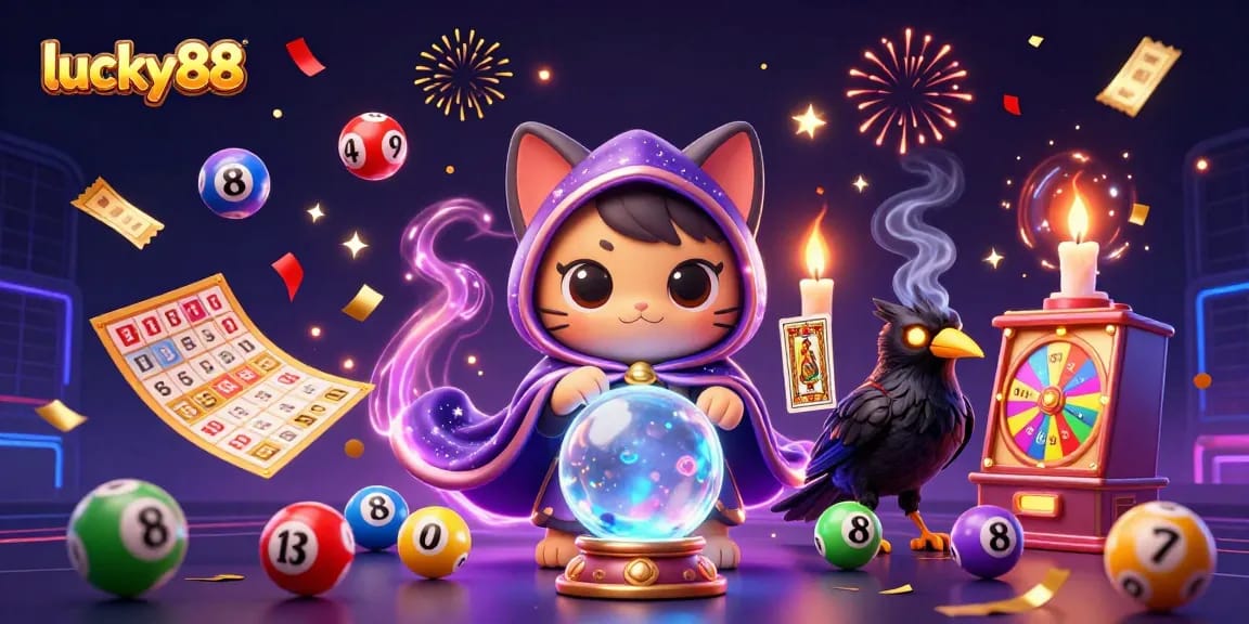 Experience exciting gameplay at lucky88 with dynamic visuals of lotteries and fortune-telling characters.