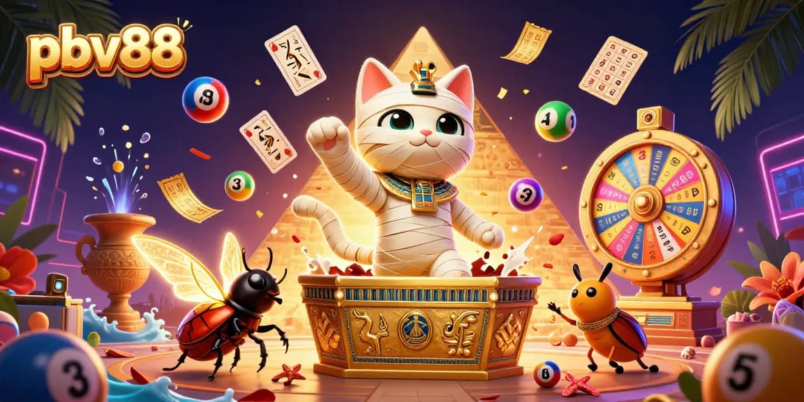 Engage with pbv88's thrilling casino experience featuring colorful lottery elements and dynamic characters.