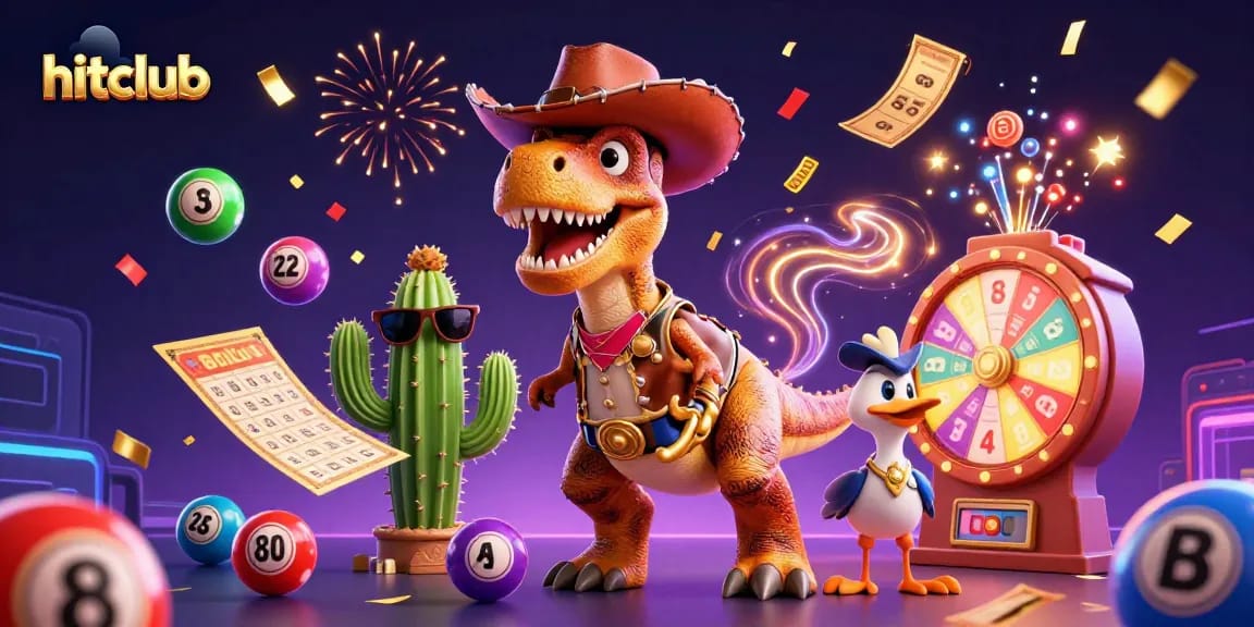 hitclub presents an exciting 3D cartoon casino scene with vibrant elements and dynamic gambling action