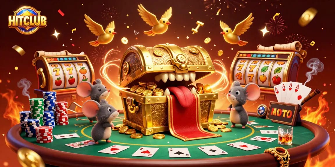 HITCLUB invites players to discover riches in a vibrant casino fantasy scene filled with treasures.