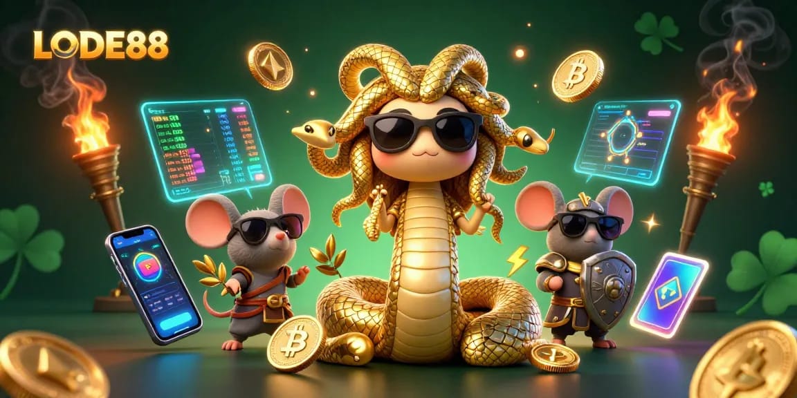 Spin the reels for big wins at LODE88 with a vibrant 3D casino scene