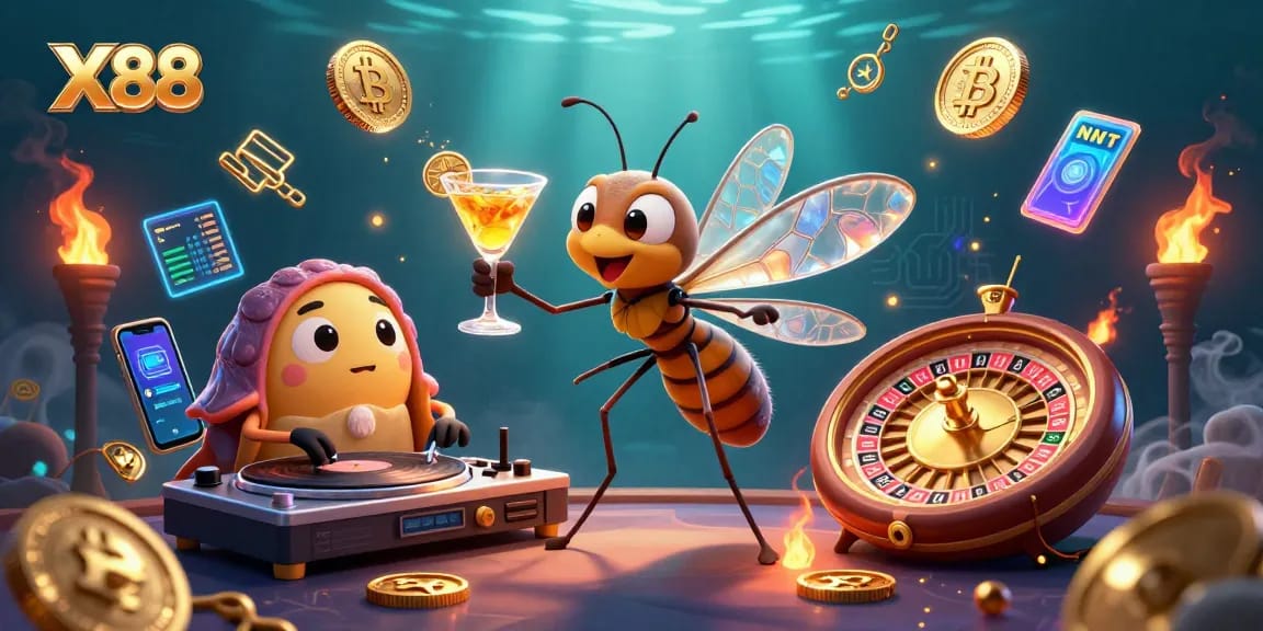 Experience thrilling gaming at X88 with vibrant characters and dynamic casino elements.