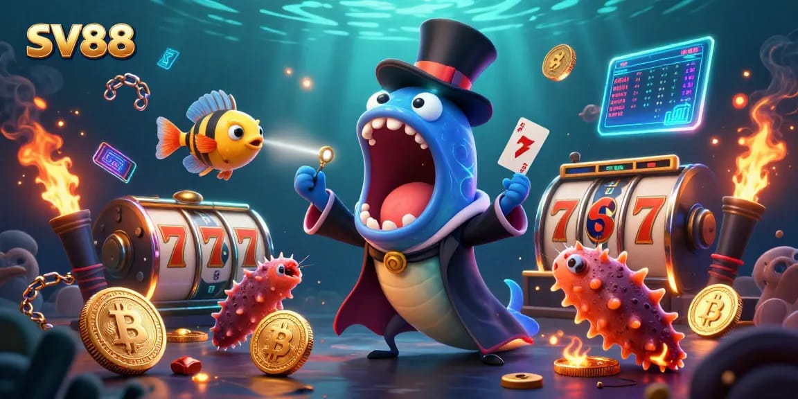 SV88 players enjoy thrilling jackpot wins in an underwater casino scene
