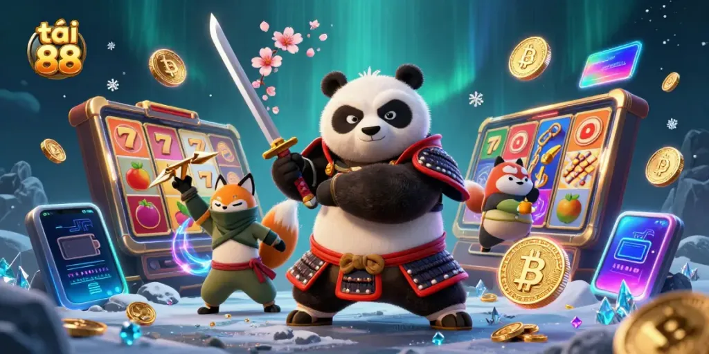 Engage with exciting slot reels and characters in the dynamic scene featuring tải go 88.