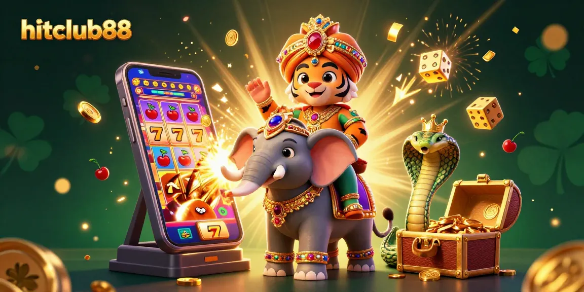 Experience the thrill of hitclub88 with a vibrant illustration of a jackpot scene featuring colorful casino elements.