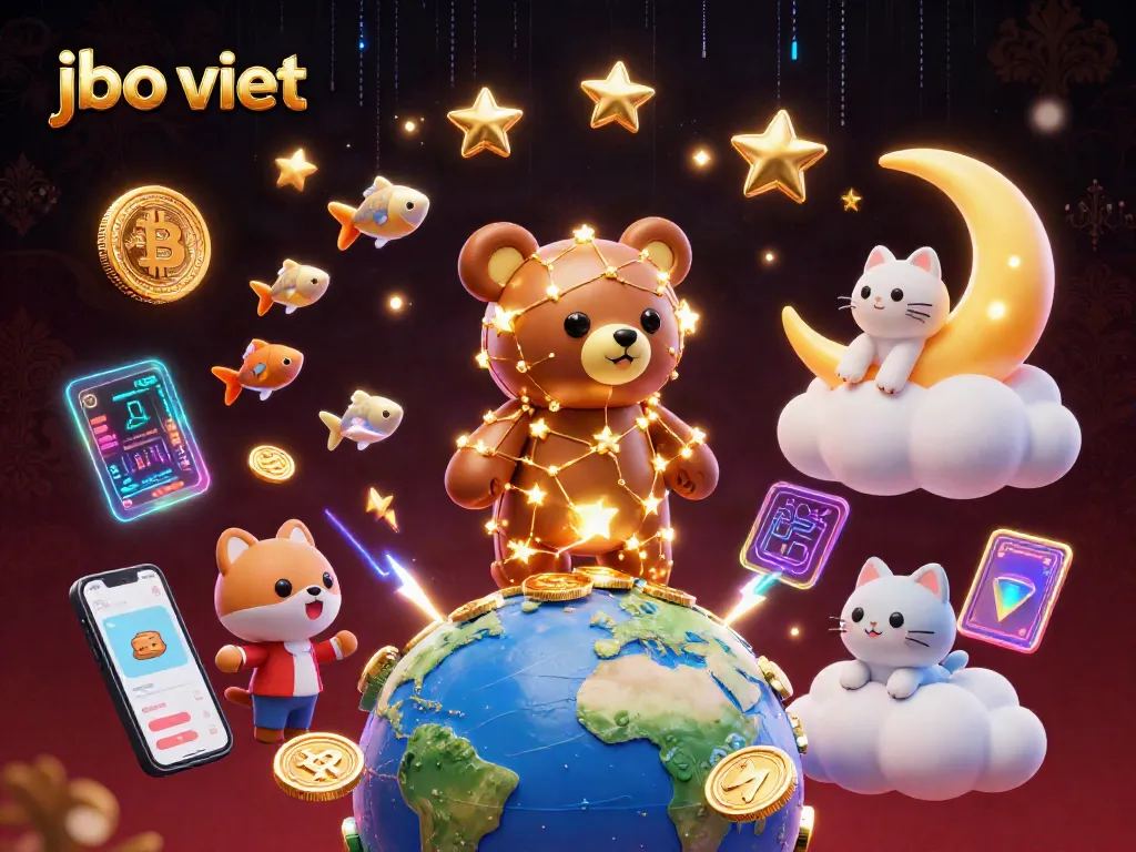 Engage with exciting jbo viet online casino features through this vibrant 3D illustration.