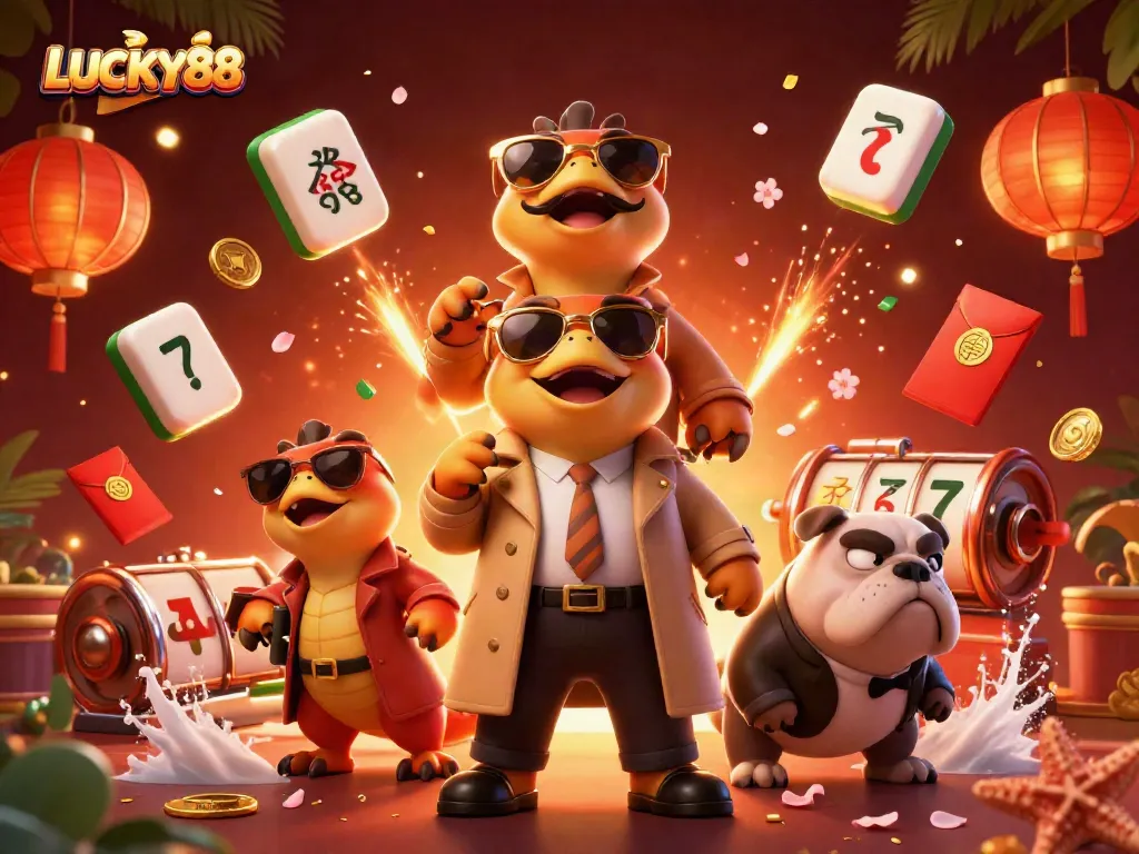 LUCKY88 raptors in trench coat attempting to enter VIP casino lounge, bright 3D scene