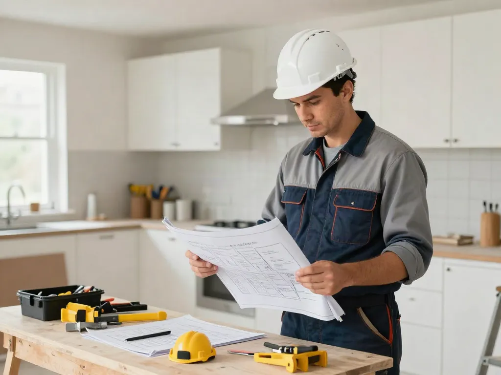 Trusted contractor at work on a kitchen renovation, showcasing local services in wish 4d.