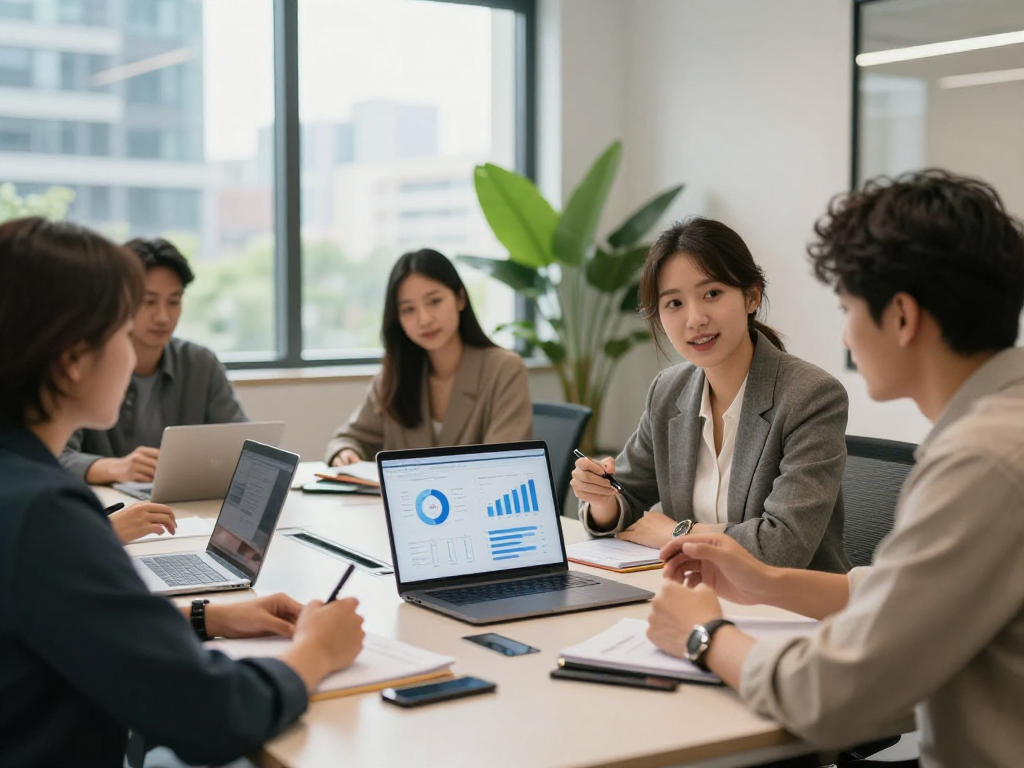 Discussing how much does airbnb charge hosts in a vibrant property management office.