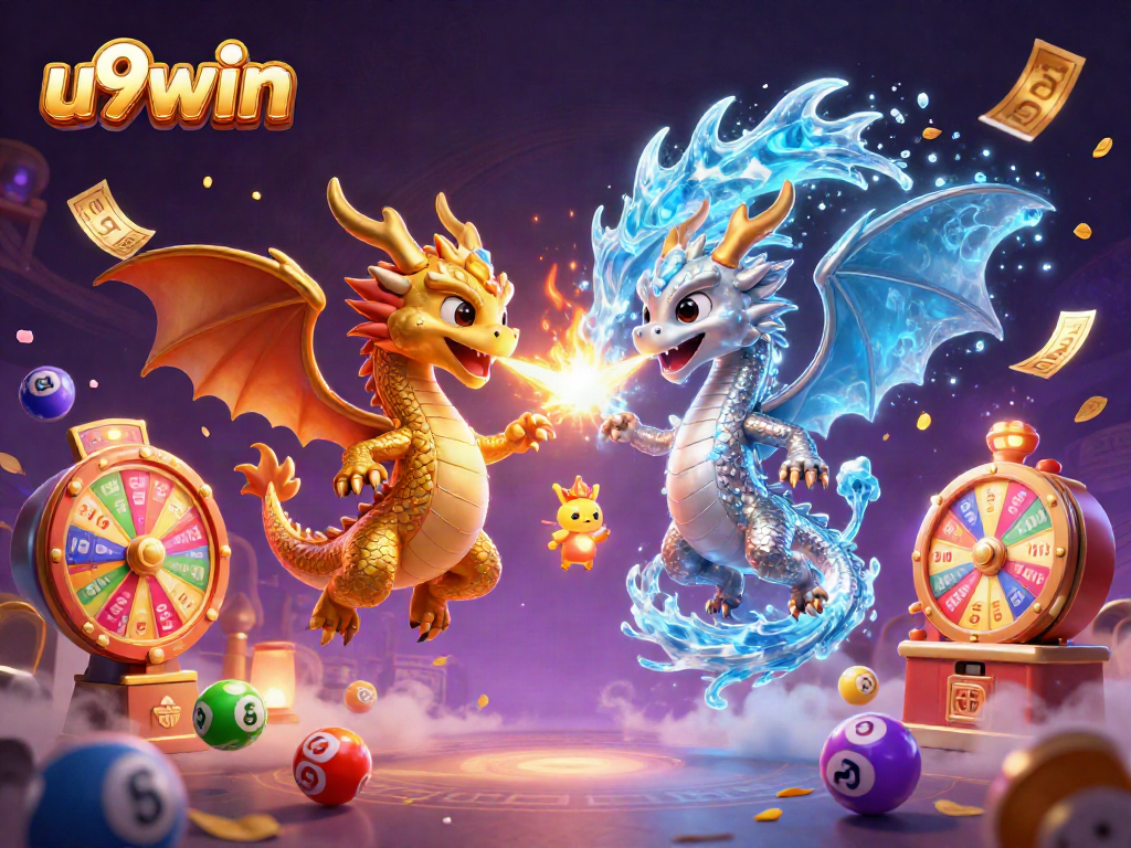 Experience immersive gaming excitement with u9win's animated dragons and vibrant lottery elements.