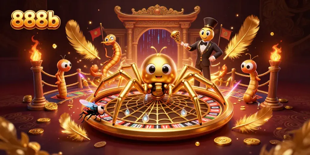 Experience thrilling bets with 888b in this vibrant casino-themed 3D illustration.