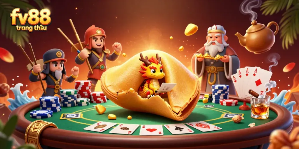 Engage in thrilling gameplay at fv88 trang chủ with a stunning dragon-themed online casino illustration.