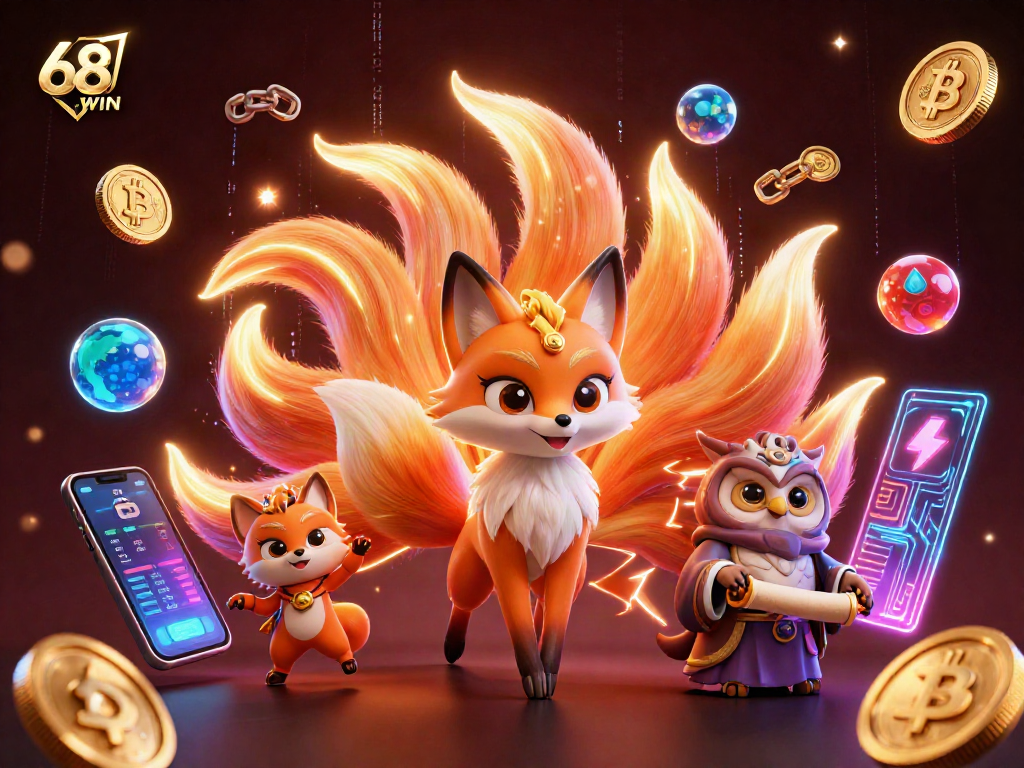 Experience the thrilling action of 68WIN in a vibrant 3D casino illustration.