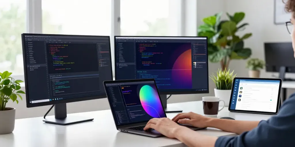 Developer utilizing instant indexing strategies in a modern tech workspace.