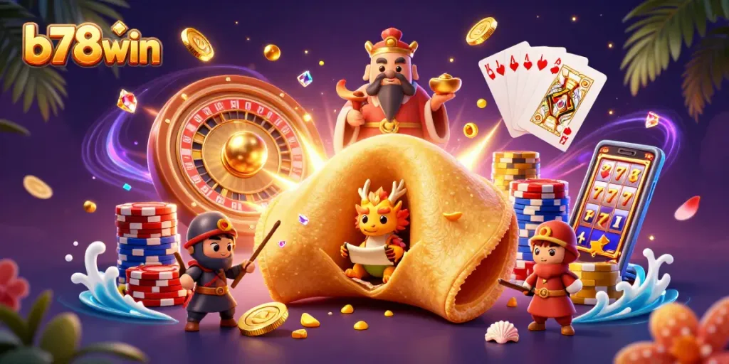 Experience thrilling gaming at b78win with vibrant casino scenes filled with excitement in a magical atmosphere.