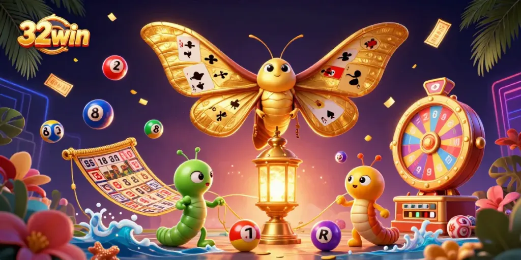 Engage in thrilling casino fun with 32win, featuring vibrant lottery balls and dynamic game elements.